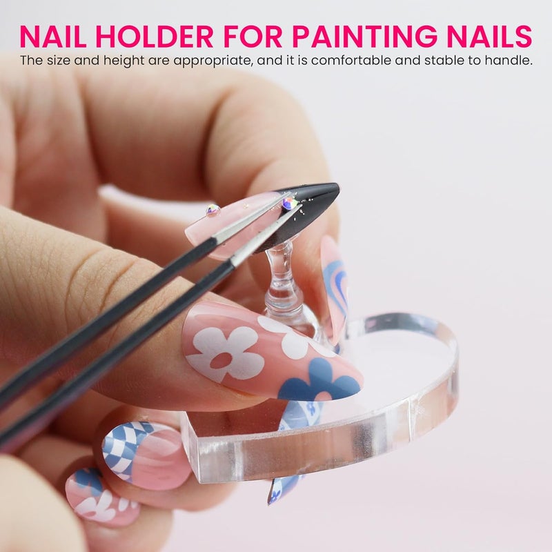 ESUOHYM Nail Stand For Press On Acrylic Strong Magnetic Nail Holder Kit For Painting Nails Tip Arts Display Stand With 200 PCS Double-Sided Tape And 1 Heart Shaped Acrylic Magnetic Presson Stand - Image 5